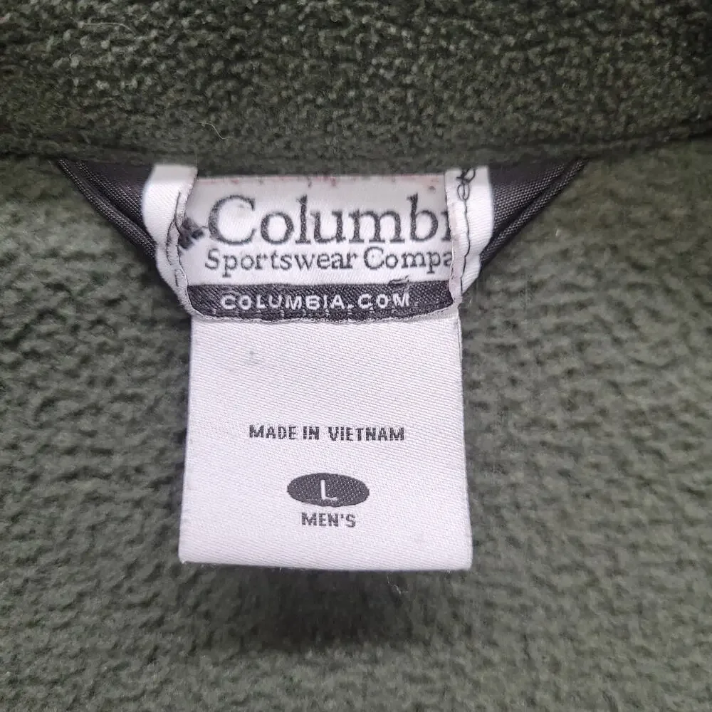 Columbia Fleece Jacket Men's Large Olive Green Full Zip Outdoor Hiking Coat